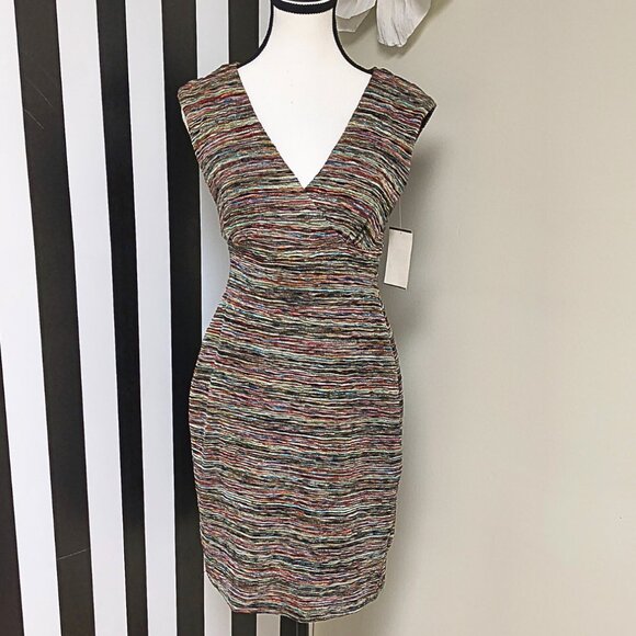 Connected Petite Multi Colored Midi Dress Size 4P - Picture 1 of 3